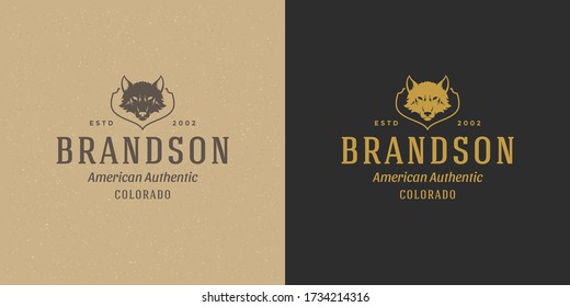 Wolf head logo emblem vector illustration silhouette for shirt or print stamp. Vintage typography badge or label design.