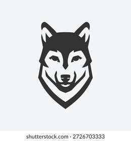 Wolf Head Logo-Grafik. Modernes Tierzeichen für Branding, Kennzeichnung oder Handelsartikel. Isolierte Konstruktion