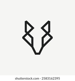 Wolf head logo icon geometric outline vector.