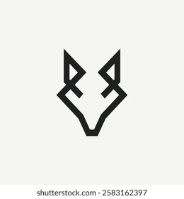 Wolf head logo icon geometric outline vector.