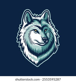 wolf head logo isolated drawing line art style sketch classic vintage design illustration