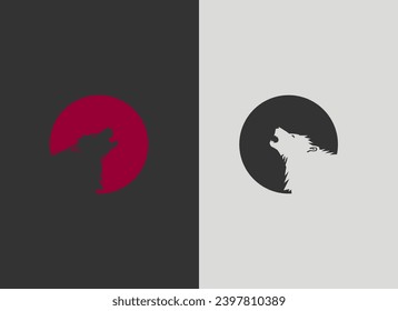 Wolf head logo isolated on white and black background