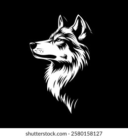 Wolf head logo. isolated on a black background. a minimalistic design. vector illustration. simple design. logo for an animal-themed brand