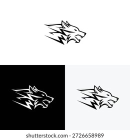 Wolf head logo with lightning logo  icon illustration
