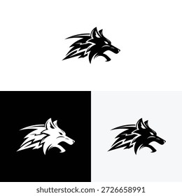 Wolf head logo with lightning logo  icon illustration
