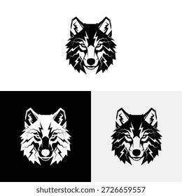 Wolf head logo with lightning logo  icon illustration