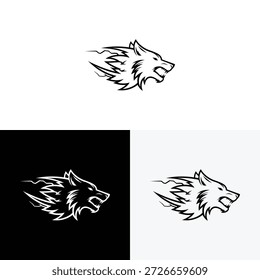 Wolf head logo with lightning logo  icon illustration