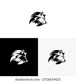 Wolf head logo with lightning logo  icon illustration