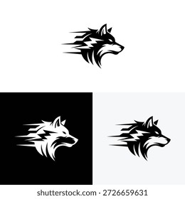 Wolf head logo with lightning logo  icon illustration