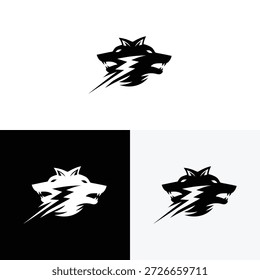 Wolf head logo with lightning logo  icon illustration