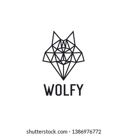 wolf head logo in line style