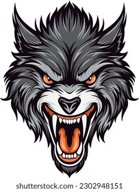 Wolf Head Logo - Wolf Head Mascot with sharp teeth- Vector illustration for t-shirts, posters, and other uses.