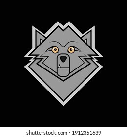 logotipo de cabeza de lobo en fondo negro