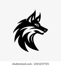 Wolf head logo, simple, modern, vintage, silhouette, black and white, design template vector illustration