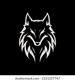 Wolf head logo, simple, modern, vintage, black and white, line art design template vector illustration