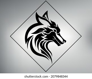 wolf head logo. sketch tribal tattoo wolf.
