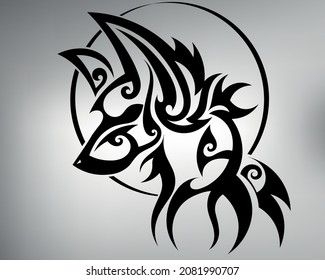 logo de la cabeza de lobo. boceto de lobo de tatuajes tribales