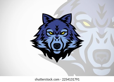 Ilustración de vectores de diseño de mascota con logotipo de cabeza de lobo