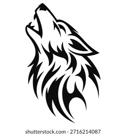 Wolf head logo. Wolf tattoo. Wild animal face icon on vector illustration.