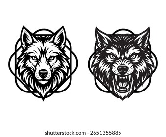 Wolf head logo template designs 