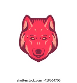 Wolf head logo. Tree color concept. Logo template