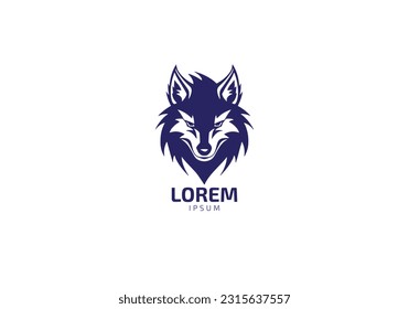 Logo de la cabeza del lobo vector Símbolo de marca animal