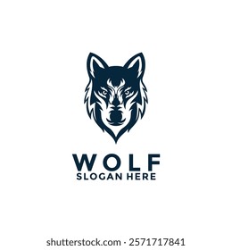 Wolf head logo vector icon illustration. Vintage wolf logo design template