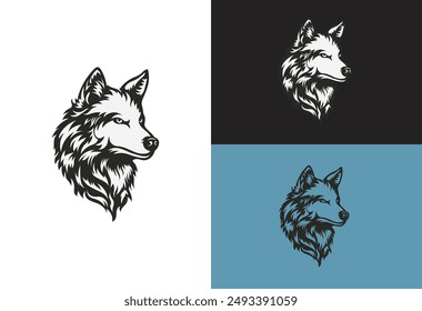 wolf head logo vector illustration	