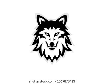 wolf head logo vector isolated on white. wolf head icon for  mascot brand.