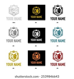 wolf head logo vector set