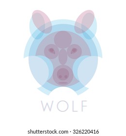 Wolf head. Made with transparent circles - vector illustration