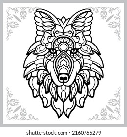 wolf head mandala arts. isolated on white background.