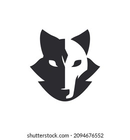 Wolf head mark symbol icon vector illustration template for label, badge, or sign. Wild pack animal logo isolated on white background.