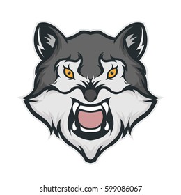 Wolf Head Mascot Stock Vector (Royalty Free) 599086067 | Shutterstock