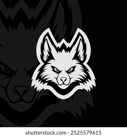 Wolf head, mascot esport logo design, black white