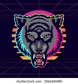 Wolf head mascot illustration template