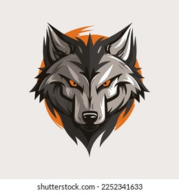 Vector de diseño del logotipo de la mascota de la cabeza del lobo con fondo aislado para el equipo deportivo o la identidad corporativa