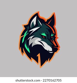 Wolf head mascot logo design vector for sport team or esport logo. Company Branding