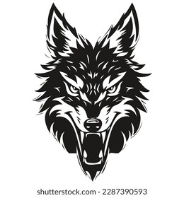 Wolf head mascot logo for esport and sport team, black and white template badges
