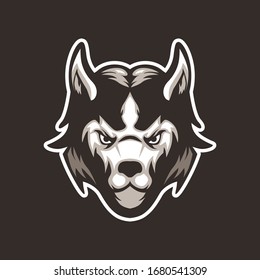 WOLF HEAD MASCOT LOGO ILLUSTRATION