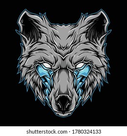 Wolf Head  Mascot Logo Illustration