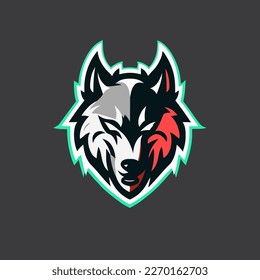 Wolf head mascot logo template vector icon illustration design for sport team or corporate, company Branding