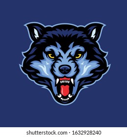 wolf head mascot vector illustration for gaming and sport logo