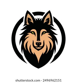 Wolf head mascot with white background