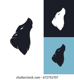 Wolf head. Mockup template animal symbol, logo, emblem or sticker for branding, printing, sports team. Vector illustration.