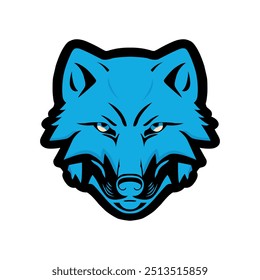 Wolf head modern minimal vector. wolf face logo icon blue and black vector illustration, wolf mascot.