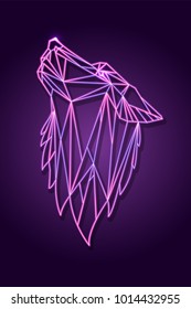 Wolf head neon. Vector illustration