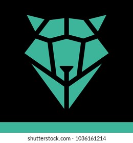 Wolf head on black background. low poly. geometrical figure. vector illustration