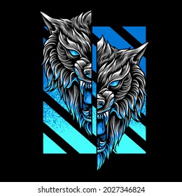 Wolf Head ORNAMENT BLUE EPS