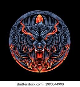 Wolf Head With Ornaments Illustration for your business or merchandise